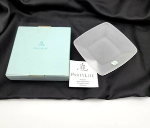 PartyLite Clear Frosted Glass Candle Tray Plate Holder P7268 NIB 5.75" - Picture 1 of 5