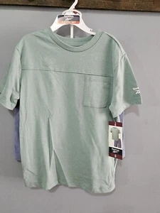Reebok outfit set kids Boys 2 pc Summer Green Shirt & Blue Short Size 8 - Picture 1 of 14
