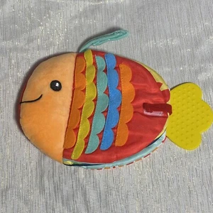 Baby Cloth Book Toy Sensory Fish Sea Life Tactile Fabric Squeaker Mirror Teether - Picture 1 of 7