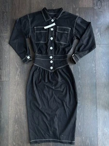 The Line By K Dress Jude Stretch Denim Black Womens XS NWT Retail $376 - Picture 1 of 6