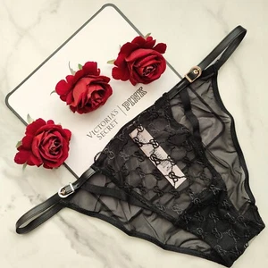 Victoria's Secret Very Sexy Logo Embroidery String Bikini Panty Black - Picture 1 of 9