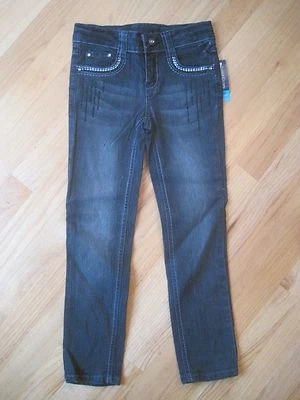 PANTALONES VAQUEROS AJUSTADOS DE MEZCLILLA NEGROS LENTEJUELAS BORDADAS BLING PARA NIÑA NUEVOS CON ETIQUETAS 6 Foto 1 de 4