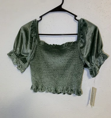 Top corto de terciopelo verde espuma de mar Rewind nuevo con etiquetas para mujer M caprichoso hada jardín hada Foto 1 de 4