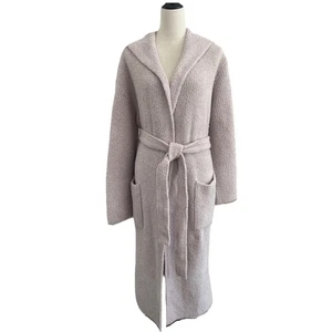 Barefoot Dreams CozyChic Robe Size 2 Silver Ice Ribbed Hood Oversized Unisex NWT - Picture 1 of 10