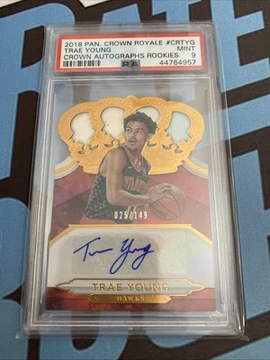 2018-19 Panini Crown Royale Trae Young Auto Rookie RC Die Cut /149 PSA 9 Hawks - Image 1 of 2