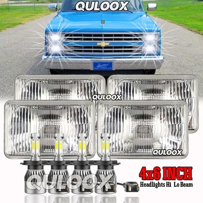 4PCS 4"X6"-Led Headlight High-Lo Beam For Chevy C10 Pickup 1981-87 Ford Mustang - Image 1 of 4