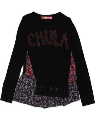 DESIGUAL Niñas Gráfico Top Manga Larga 13-14 Años Negro Viscosa AC17 Foto 1 de 3