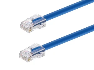 Monoprice Cat6A Patch Cable 0.5ft Blue 26AWG 10G RJ45 Non-booted Ethernet Cable - Picture 1 of 6
