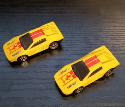RARE HOT WHEELS LOT OF 2 MICRO MINI FERRARI TESTAROSSA Yellow with Red stripes  - Image 1 of 4