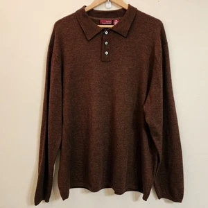 Merona braun feine italienische Merinowolle Langarm Polo Pullover Herren XXL Preppy UK - Bild 1 von 15