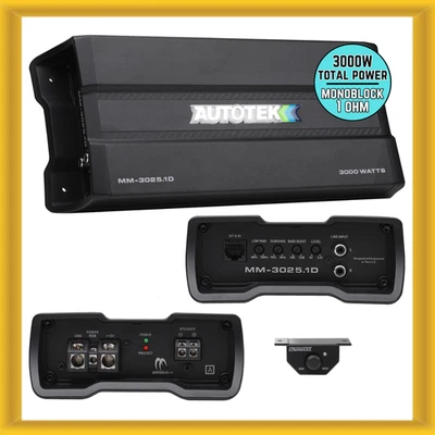 Autotek MEAN MACHINE MM-3025.1D 3000W 1-Ohm Stable Compact Mono Car Amplifier - Image 1 of 4