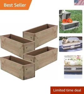 Versatile 12 x 4 Inch Rustic Wooden Planter Boxes - Ideal for Weddings & Events - Picture 1 of 6