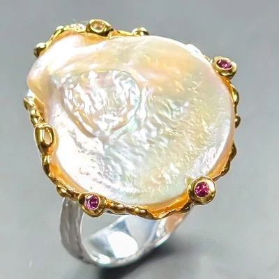 New Arrived Natural Baroque Pearl Ring 925 Sterling Silver Size 8 /R442085 - Image 1 of 4