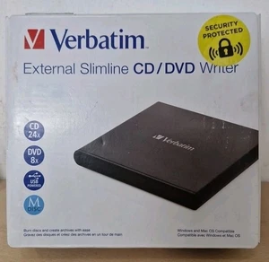 (9) Scrittore CD/DVD Slimline esterno Verbatim, disco M, nuovo, scatola danneggiata - Foto 1 di 2