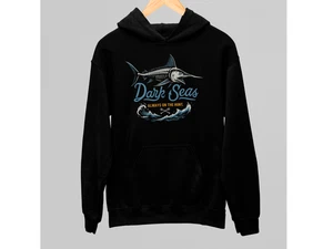Dark Seas Hoodie Always On The Hunt Marlin Skeleton Ocean Graphic Unisex - Bild 1 von 5