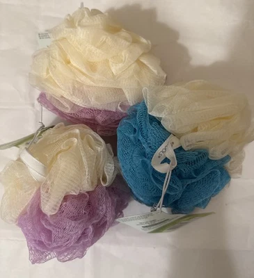 3x EcoTools Econet Delicate 2 en 1 Ecopuf, esponja de baño esponja de baño esponja de baño púrpura y azul Foto 1 de 4