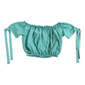 New Look Off-Shoulder Crop Top – Sage Green Peasant Style Size 6 - Picture 1 of 9