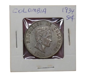 Moneda de 50 centavos de plata Colombia 1934 Simón Bolívar - Imagen 1 de 3