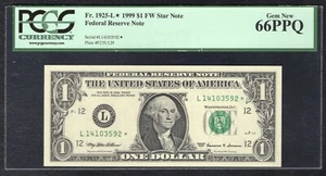 FR. 1925-L* 1999 $1 *STAR* FRN SAN FRANCISCO, CA PCGS GEM UNCIRCULATED-66PPQ (B) - Picture 1 of 2