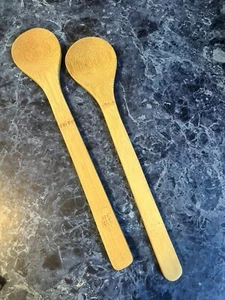 2 PAMPERED CHEF 12” long Wooden Spoons Pre Owned - Picture 1 of 5