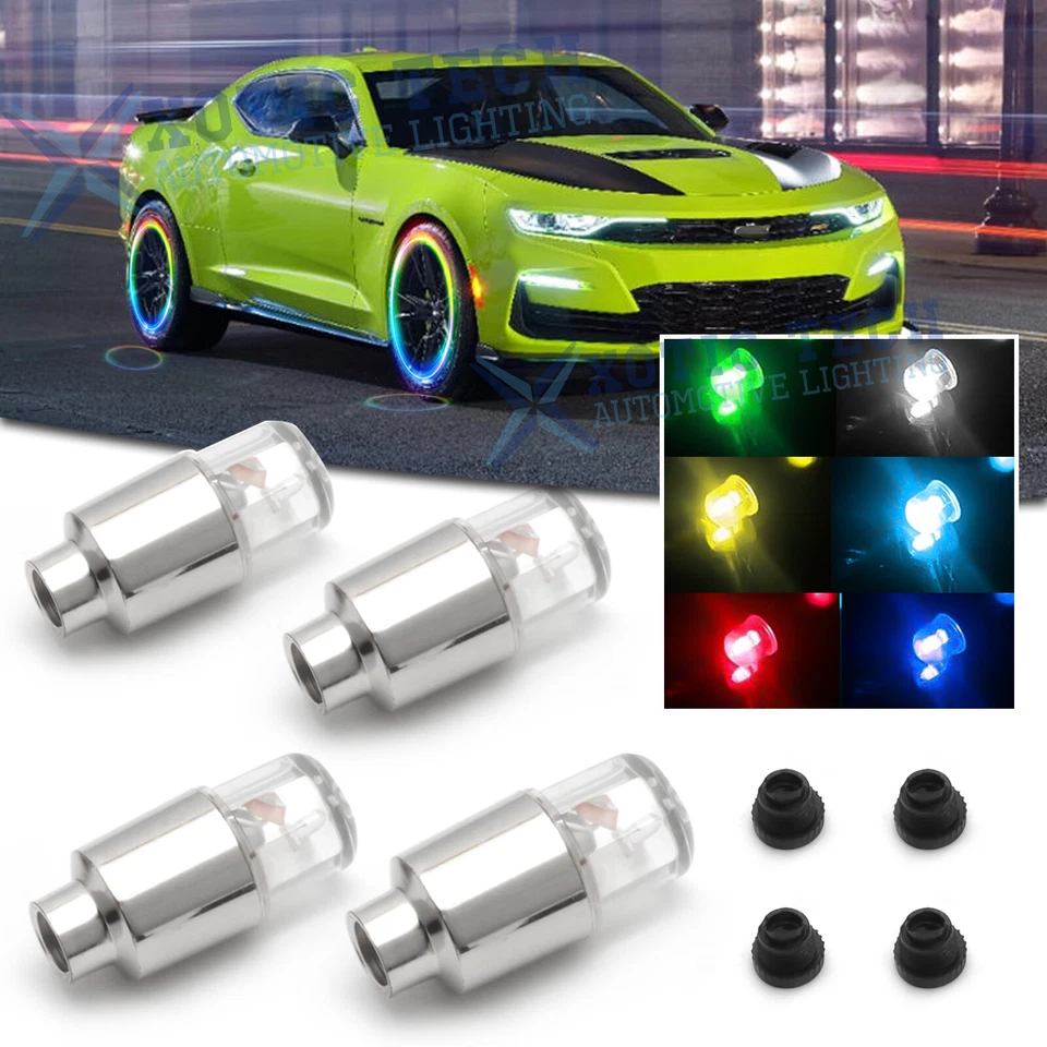 For Chevy Camaro Corvette RGB LED Wheel Tire Tyre Valve Stem Flash Strobe Light - Image 1 of 4