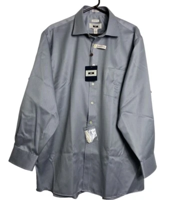 CAMISA DE VESTIR JOSEPH ABBOUD CORTE REGULAR SIN HIERRO 27 32/33 Gris NUEVA CON ETIQUETAS Foto 1 de 4