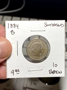 1884 B Switzerland 10 Rappen - Picture 1 of 2