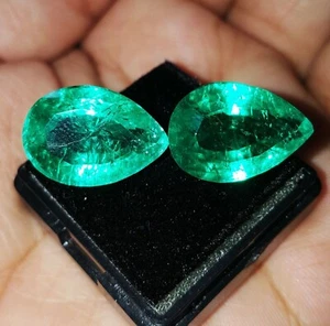 Par de Esmeraldas Colombianas Naturales 8-10 quilates Sueltas CERTIFICADAS Piedras Preciosas Forma de Pera WE02 - Imagen 1 de 12