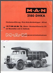 M.A.N. 2180 DHKA Three Axle AWD Dump Truck 1964 German Single Sheet Brochure - Picture 1 of 2