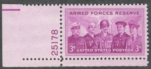 US. 1067. 3c. Armed Forces Reserve Issue. Single w/Pl#. MNH. 1955 - Picture 1 of 1