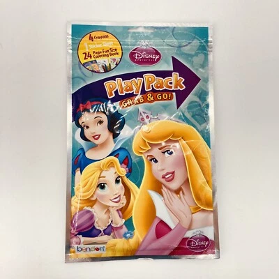 Disney Princess Grab & Go Travel Play Pack Crayones Pegatinas Libro para Colorear Nuevo Foto 1 de 2