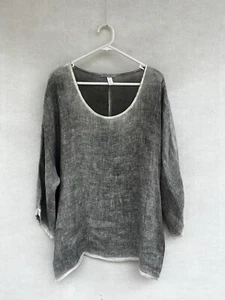 🦋 DI MODA BY JANE MADE IN ITALY LINEN shirt Tee Top Blouse L Xl 14 16 18 20 - Bild 1 von 5