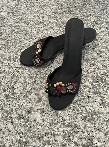 Gorgeous Black Dress Sandals- Size 8 M-With Bling - Picture 1 of 5