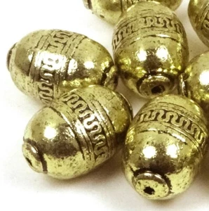 6 Large Barrel Acrylic Antique Gold Metal Plated Craft Oval Beads 27x18mm - Picture 1 of 4