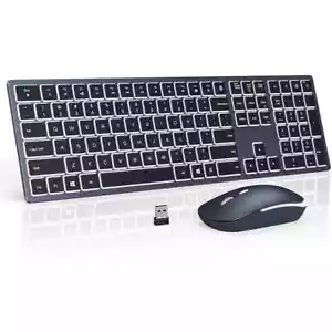 Backlight Wireless Keyboard and Mouse Combo 2.4G USB Silent Slim Rechargeable US - Picture 1 of 18