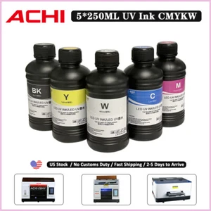 ACHI UV INK For Epson 1390/L800/L1800/XP600/TX800 UV Printer 5X250ml A3 A4 A5 - Afbeelding 1 van 8