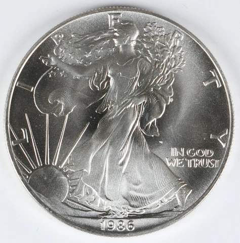 1986 Silver American Eagle Struck Thru Obverse $1 SAE Cover