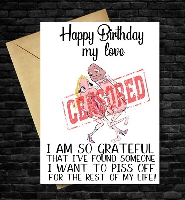 D&S ART Funny Happy Birthday Card Rude Husband Boyfriend Wife Girlfriend Partner Cheeky