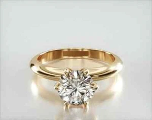 Anillo de compromiso solitario moissanita corte redondo de 2 quilates para mujer placa de oro amarillo de 14 quilates - Imagen 1 de 3