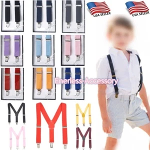 Boys Girls Kids Child Baby Children Toddler Clip on Elastic Suspenders US SELLER - Picture 1 of 12