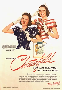 CHESTERFIELD CIGARETTES—PATRIOTIC MAJORETTES—ORIGINAL VINTAGE 1940 MAGAZINE AD - Picture 1 of 1