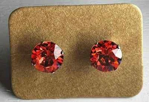 Handmade Soft Orange studs 8mm,stainless steel post- made with Swarovski - Picture 1 of 3