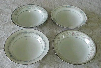 Tigelas de frutas vintage incompatíveis com aro de porcelana sobremesa (4) bandas de design floral - Imagem 1 de 4