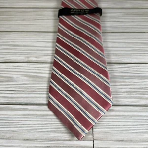 ARROW Seidenkrawatte für Herren rosa mit elfenbeinfarbenen & blauen Streifen neu mit Etikett $ 38 UVP NEU - Bild 1 von 9