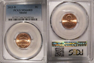 2013 D Lincoln SHIELD Cent 1c PCGS MS66RD - Image 1 of 2