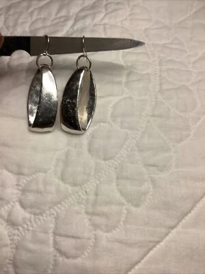 RLM SOHO Robert Lee Morris Flattened Hoops Drop Pierced Earrings Signed - Image 1 of 4