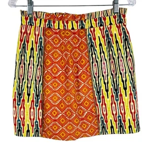 Rachel Roy Cotton Aztec Southwestern Colorful Print Mini Skirt Size 4 Paper Bag - Picture 1 of 7