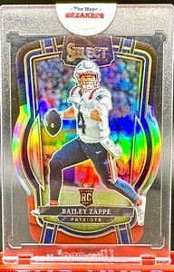Bailey Zappe PRIZM 2022 Panini Select Black And Red Prizm Die-Cut RC Club Level