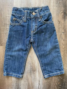 Wrangler blau Denim gerades Bein Jeans ~ Mädchen Größe 6-9 Monate ~ 6M ~ 9M ~ Cowgirl - Bild 1 von 5