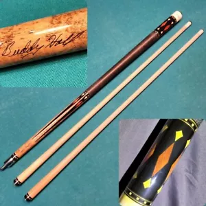 Vintage Lucasi Buddy Hall Billiard Cue Old Pool Stick 2 Shafts w/8 pc. Laminated - Picture 1 of 24